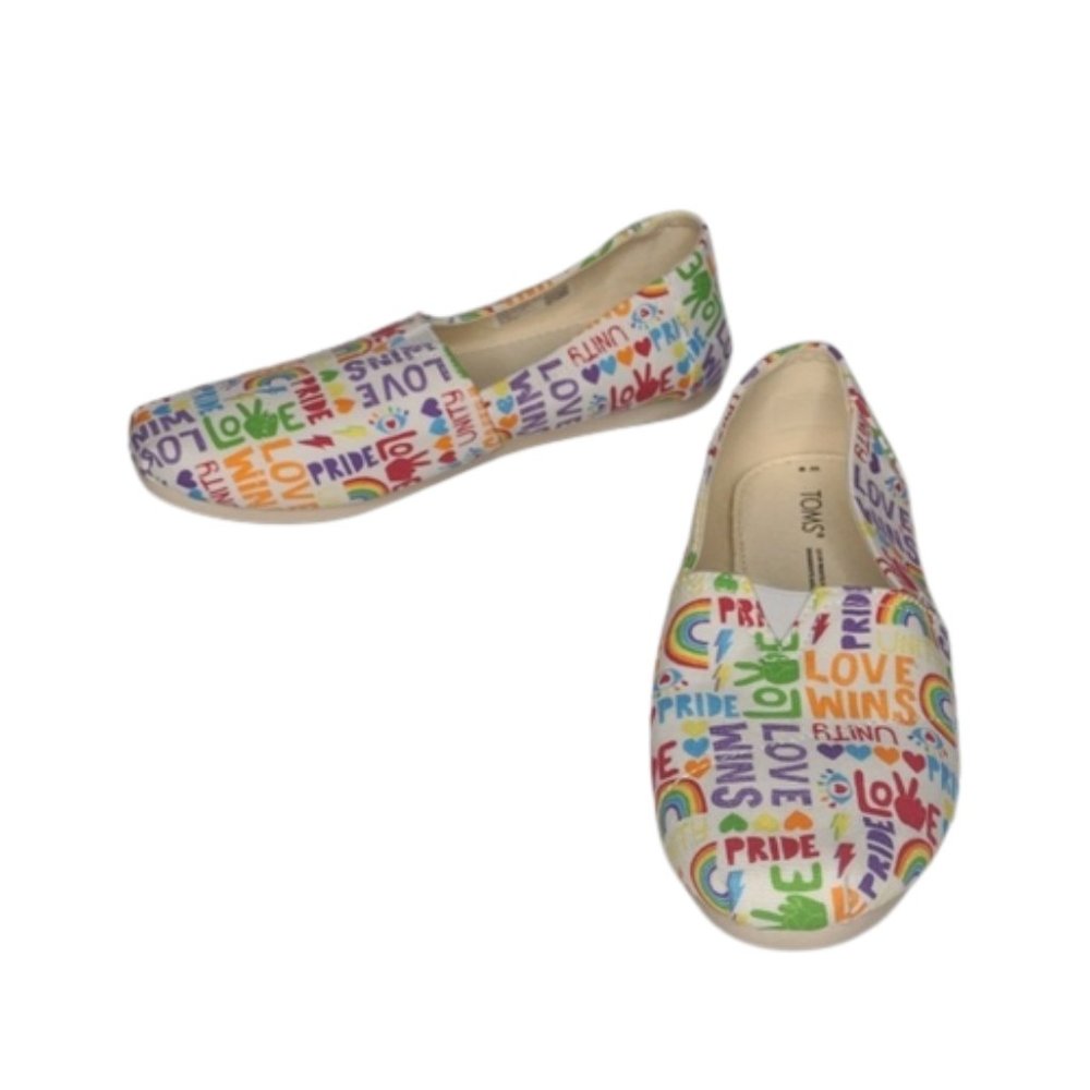 Toms Alpargata Unity Love Wins Pride Rainbow Canvas Shoes size 6